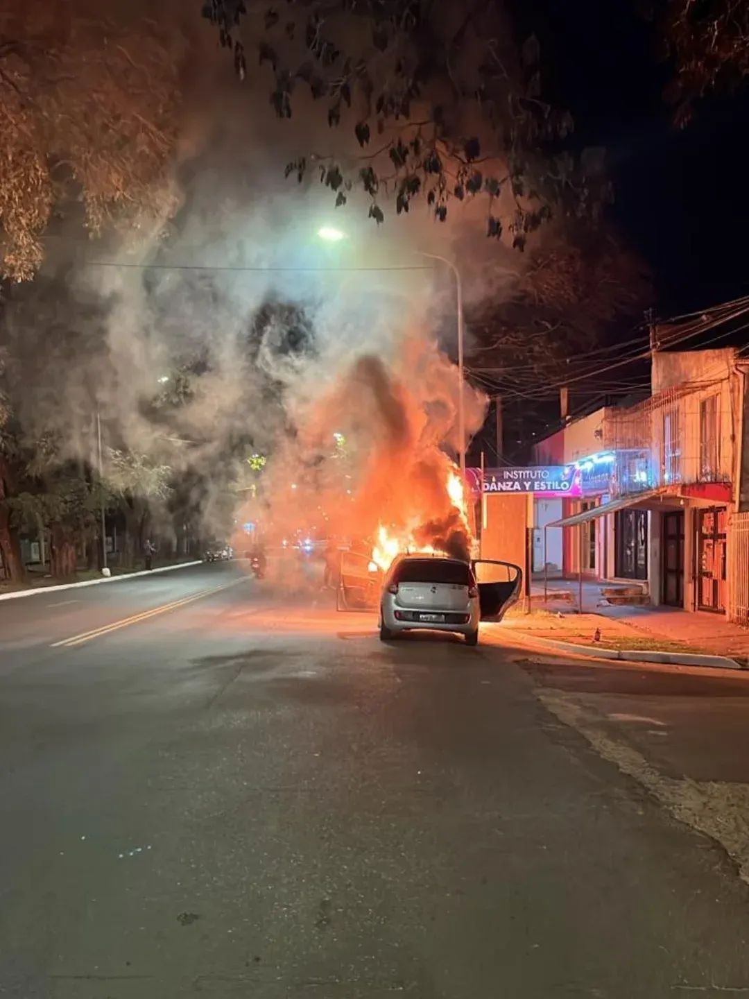Un vehículo se incendió en su totalidad