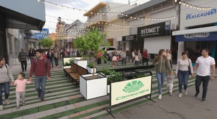 Trabajan en una prueba piloto para extender la peatonal de Concordia